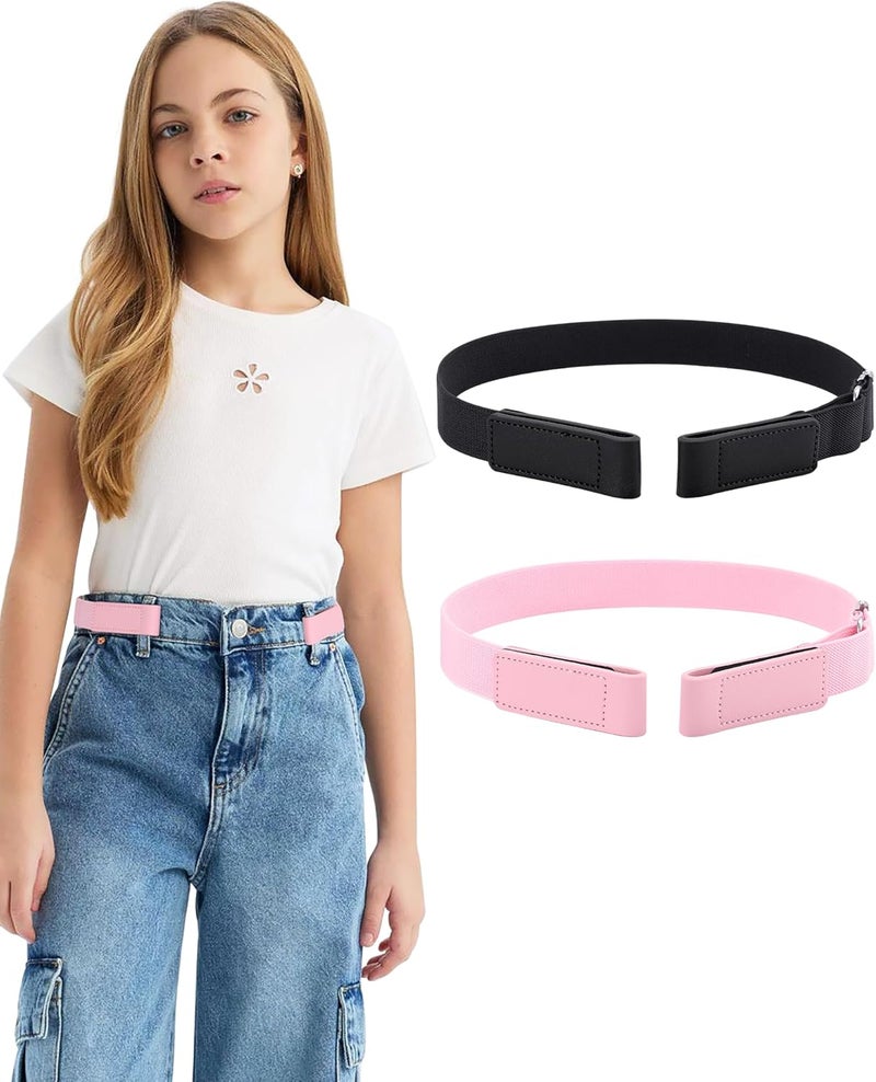 AWAYTR Kids Elastic No Buckle Belt for Girls Toddler for Causal Pants Jeans - Image 1